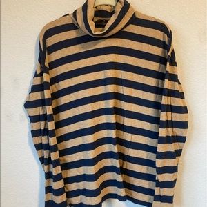 tan/navy blue striped j.crew turtleneck